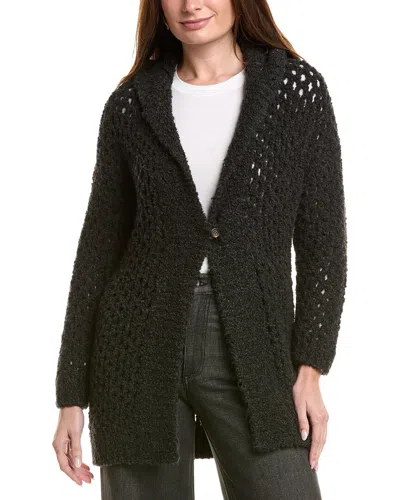 Brunello Cucinelli Open Knit Camel & Silk-blend Blazer In Black