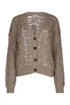 Brunello Cucinelli Open Knit Cardigan In Brown