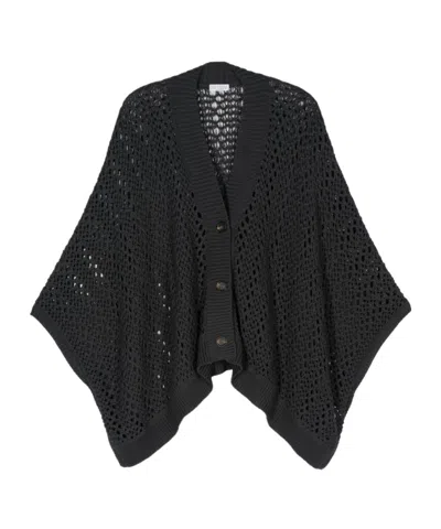 Brunello Cucinelli Open-knit Cardigan In Black