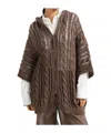 Brunello Cucinelli Knitwear Hooded Open-knit Cardigan Short Sleeves In Brown
