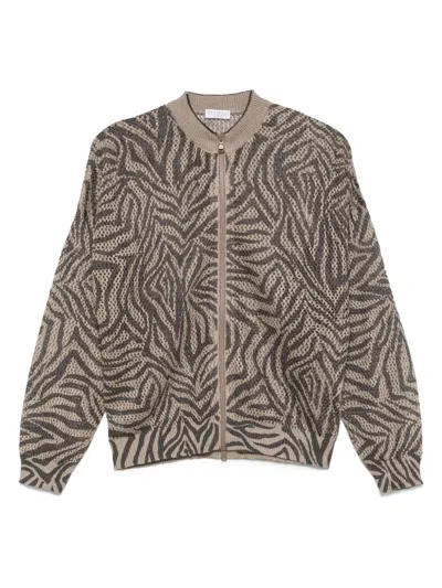 Brunello Cucinelli Open-knit Cardigan In Brown