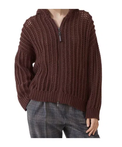 Brunello Cucinelli Open-knit Cardigan In Brown