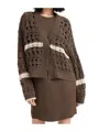 Brunello Cucinelli Stripe Cotton-jute Open Knit V-neck Cardigan In Brown