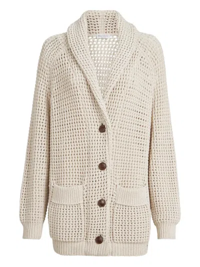Brunello Cucinelli Open-knit Cardigan In Neutral