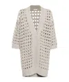 Brunello Cucinelli Open-knit Cardigan In Nude