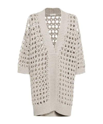 BRUNELLO CUCINELLI BRUNELLO CUCINELLI OPEN-KNITTED STRAIGHT HEM CARDIGAN