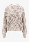 Brunello Cucinelli Knitted Cashmere Sweater In Gray