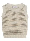 Brunello Cucinelli Open-knit Cotton-blend Top In Neutrals