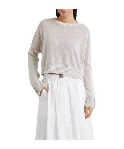 Brunello Cucinelli Open-knit Cotton Jumper In Gray