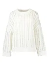 Brunello Cucinelli Open-knit Crew-neck Sweater In White