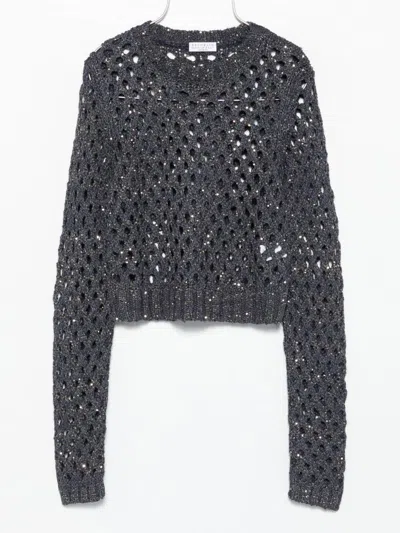 BRUNELLO CUCINELLI BRUNELLO CUCINELLI OPEN-KNIT CREWNECK SWEATER