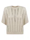 Brunello Cucinelli Open Knit Cropped Sweater With Sheer
