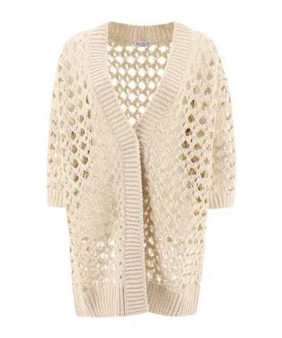 BRUNELLO CUCINELLI BRUNELLO CUCINELLI OPEN-KNITTED STRAIGHT HEM CARDIGAN