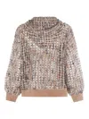 Brunello Cucinelli Open-knit Hoodie In Brown