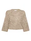 Brunello Cucinelli Cropped Open-knit Crewneck Sweater