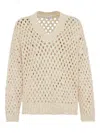 Brunello Cucinelli 'rustic Dazzling Net' Sweater In Neutral