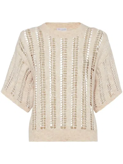 Brunello Cucinelli Short-sleeved Dazzling In Beige