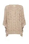 Brunello Cucinelli Open-knit Lightweight Top With Wide Sleeves In Neutrals