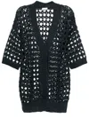 Brunello Cucinelli Open-knit Midi Cardi-coat In Blue
