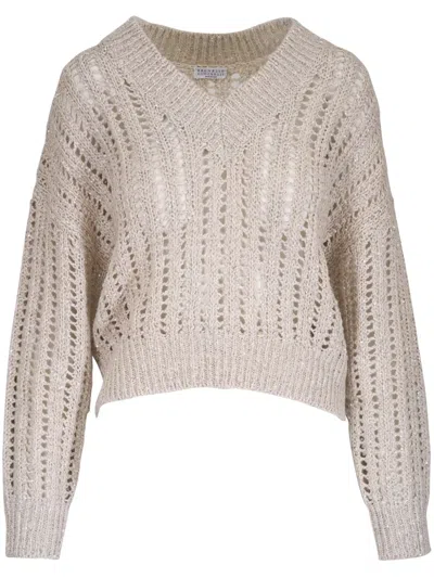 Brunello Cucinelli Open-knit Sweater In Multi