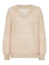 Brunello Cucinelli Open-knit Sweater In Neutral