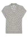 Brunello Cucinelli Open-knit Sweater In Gray