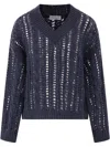 Brunello Cucinelli Open-knit Sweater In Blue