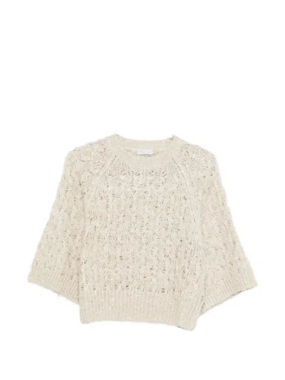 Brunello Cucinelli Open-knit Sweater In Neutral