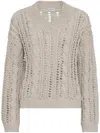 Brunello Cucinelli Linen-blend Foliage Sweater In Gray