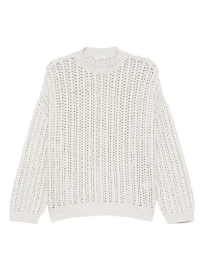 Brunello Cucinelli Open-knit Sweater In White