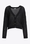 Brunello Cucinelli Open-weave Black Knitwear Cardigan With V-neckline In Black