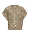 Brunello Cucinelli Open-knit Vest In Nude