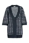 Brunello Cucinelli Open-knit Midi Cardi-coat In Black