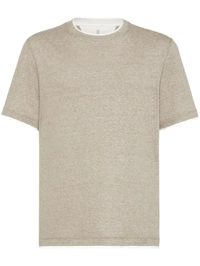 BRUNELLO CUCINELLI BRUNELLO CUCINELLI LAYERED EFFECT CREWNECK T-SHIRT