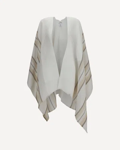 Brunello Cucinelli Beige Linen Poncho In White