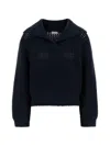 Brunello Cucinelli Long-sleeved Knitted Sweater In Blue