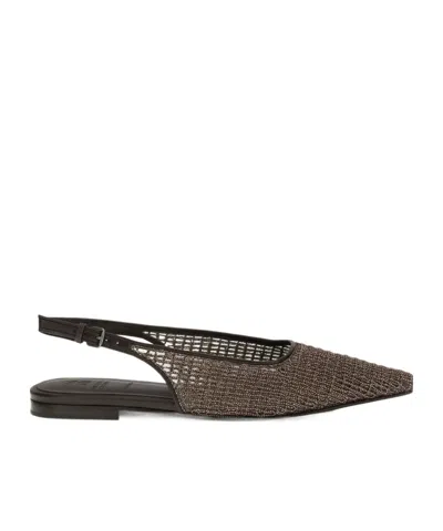 Brunello Cucinelli Open-toe Flat Sandals In Brown