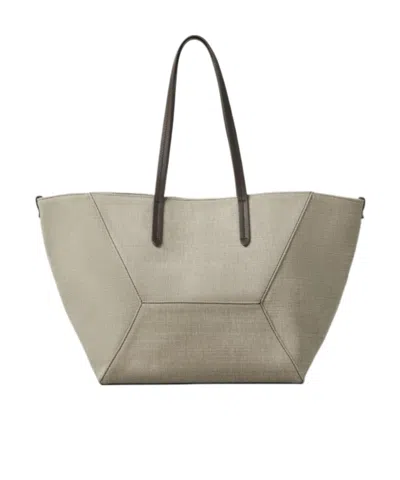 Brunello Cucinelli Open Top Tote Bag In Gray