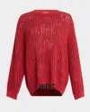 Brunello Cucinelli Ribbed Openwork Sweater In C7901 Red