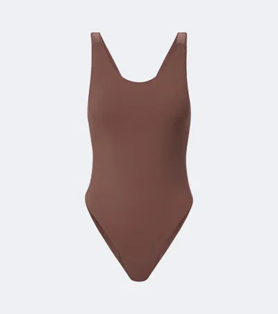 Brunello Cucinelli Open-back Swimsuit In Brown