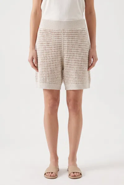 Brunello Cucinelli Open-knit Cotton Blend Shorts In Neutral