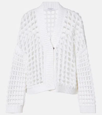 Brunello Cucinelli Jute-cotton-blend Cardigan In Multi