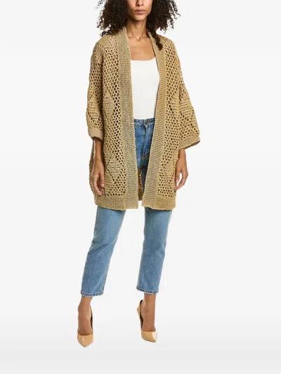 Brunello Cucinelli Open-knit Diamond-pattern Cardigan In Neutral