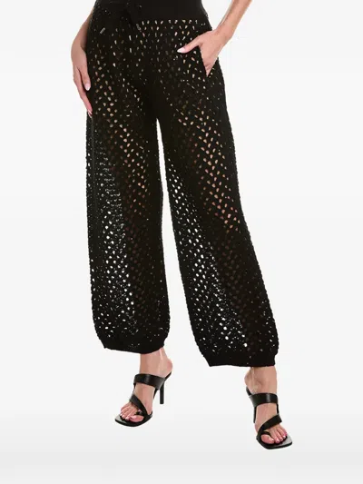 Brunello Cucinelli Open-knit Drawstring Trousers In Black