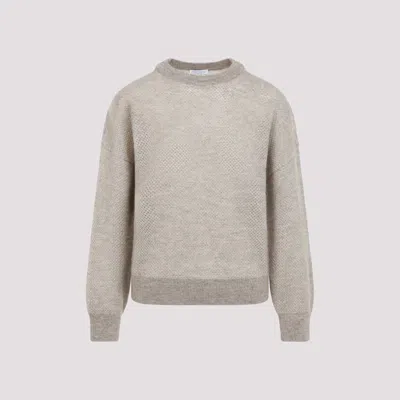 Brunello Cucinelli Open-knit Mohair And Silk-blend Sweater In Nude