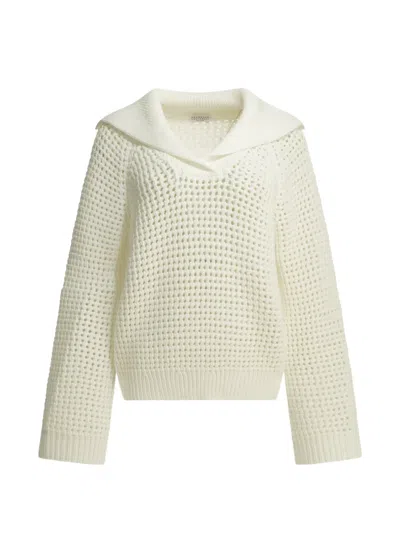 Brunello Cucinelli Women Sparkling Net Cotton Hooded Cardigan In Neutral