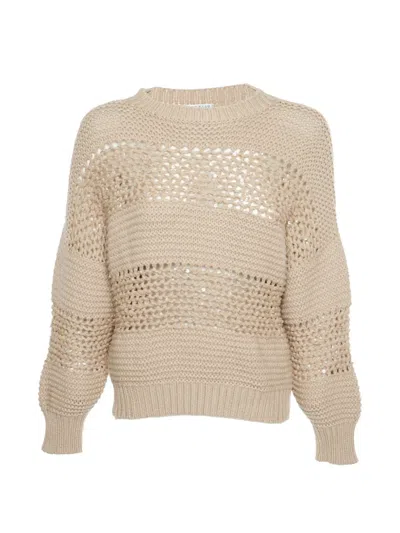 Pre-owned Brunello Cucinelli Open-knit Sequin Sweater In Neutral