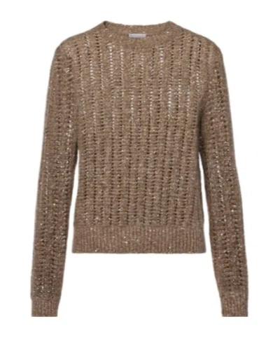 Brunello Cucinelli Open-knit Sequined Sweater In Neutral
