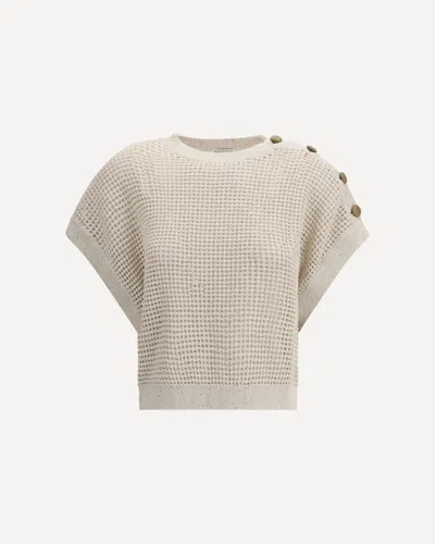 Brunello Cucinelli Open-knit Top In Nude