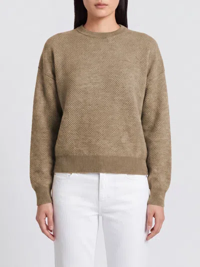 Brunello Cucinelli Open-knit Wool Crewneck Jumper With Dropped Shoulders In Brown